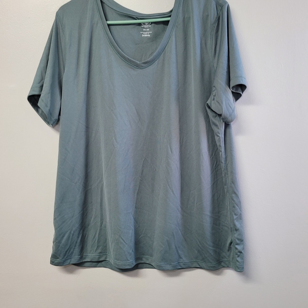 Athletic Works Womens XXL Sage Green‎ V-Neck DriWorks Short Sleeve T-Shirt
